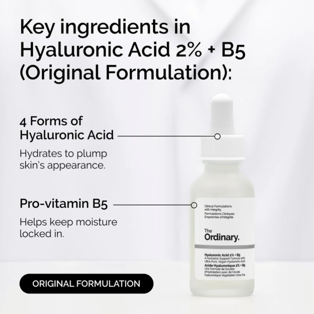 New! The Ordinary Hyaluronic Acid 2% + B5 Serum - White Bottle